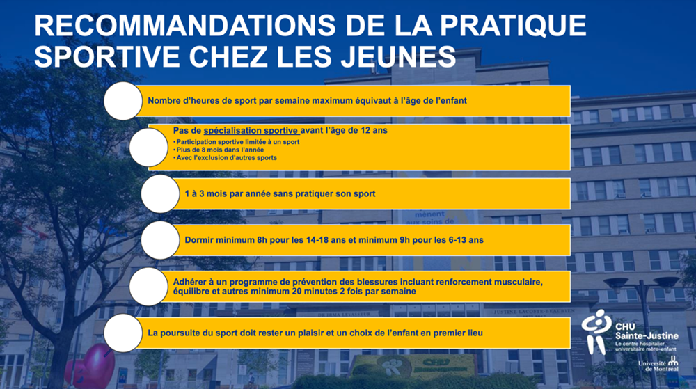 Recommandations de la pratique sportive chez les jeunes