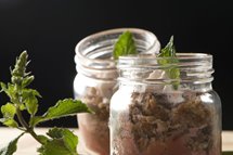 Crumble à la noix de coco sur sa compote de rhubarbe 